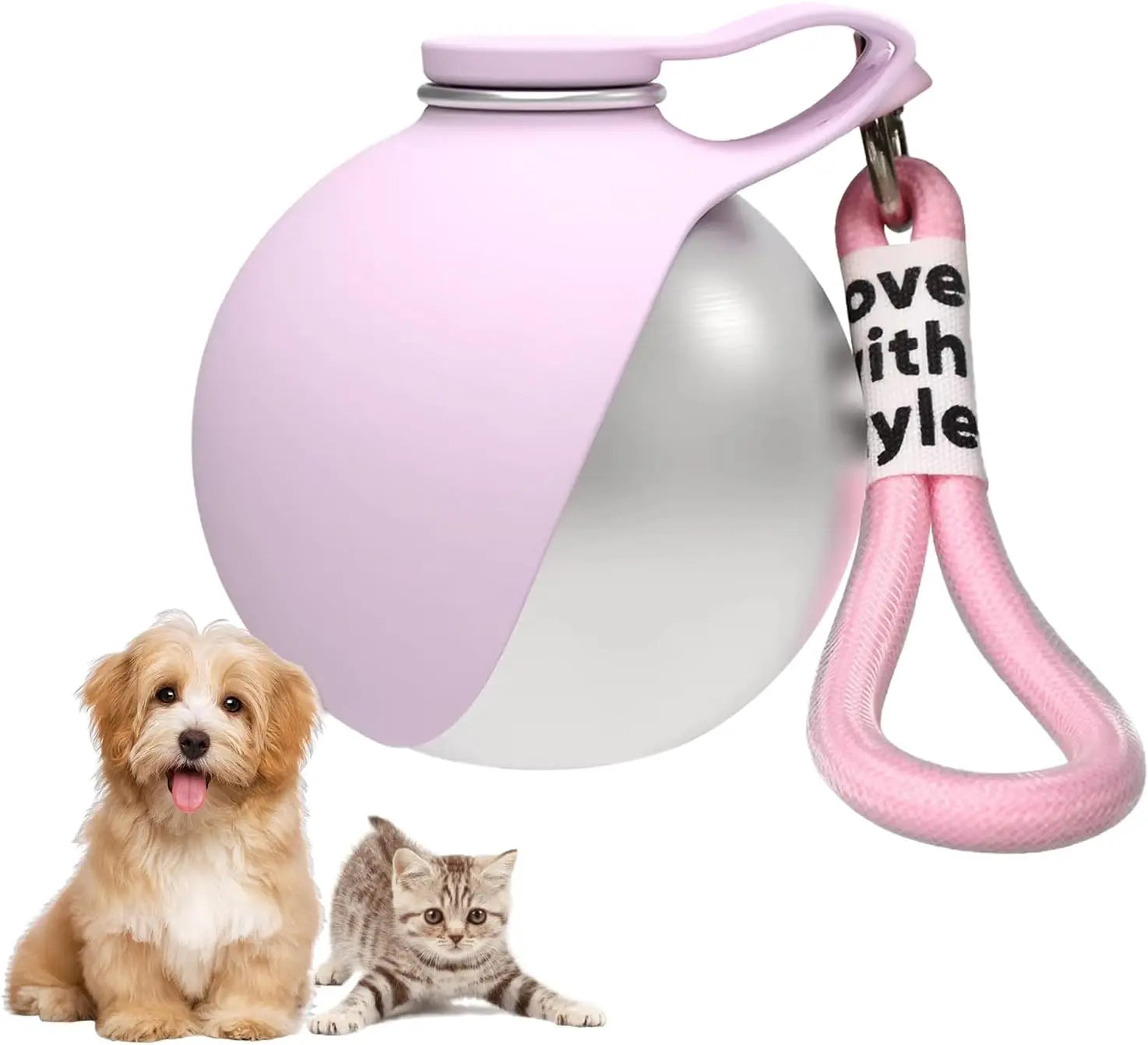 Portable 2-in-1 Dog Water Bottle, 10oz Stainless Steel Leak-Proof with Foldable Silicone Bowl, Ideal for Outdoor Travel, Hiking, and Camping - Blue