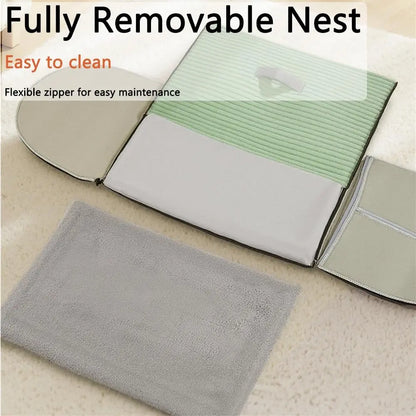 Classic Fabric Dog Bed with Removable Shelter - Soft, Machine Washable Tent Design for Small Dogs, Compact and Portable Indoor Retreat for Bedroom and Living Room