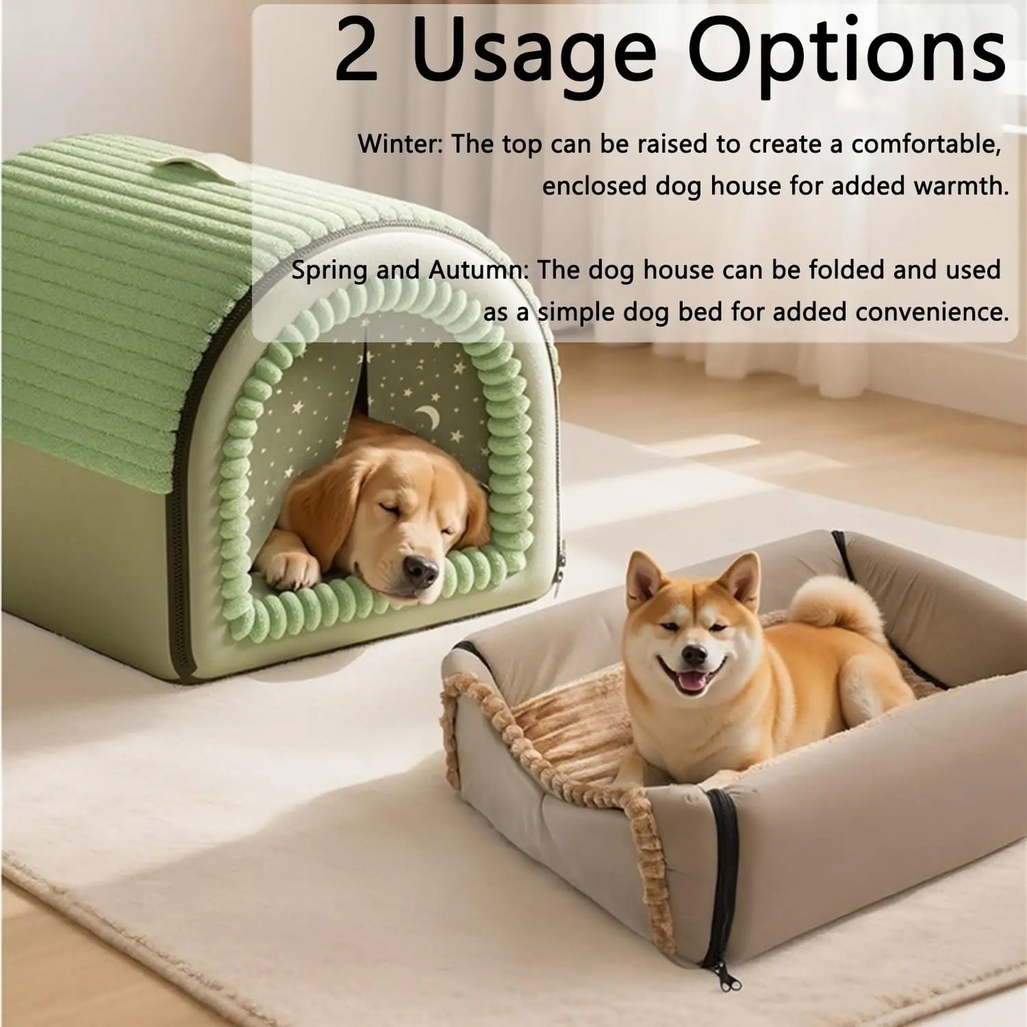 Classic Fabric Dog Bed with Removable Shelter - Soft, Machine Washable Tent Design for Small Dogs, Compact and Portable Indoor Retreat for Bedroom and Living Room