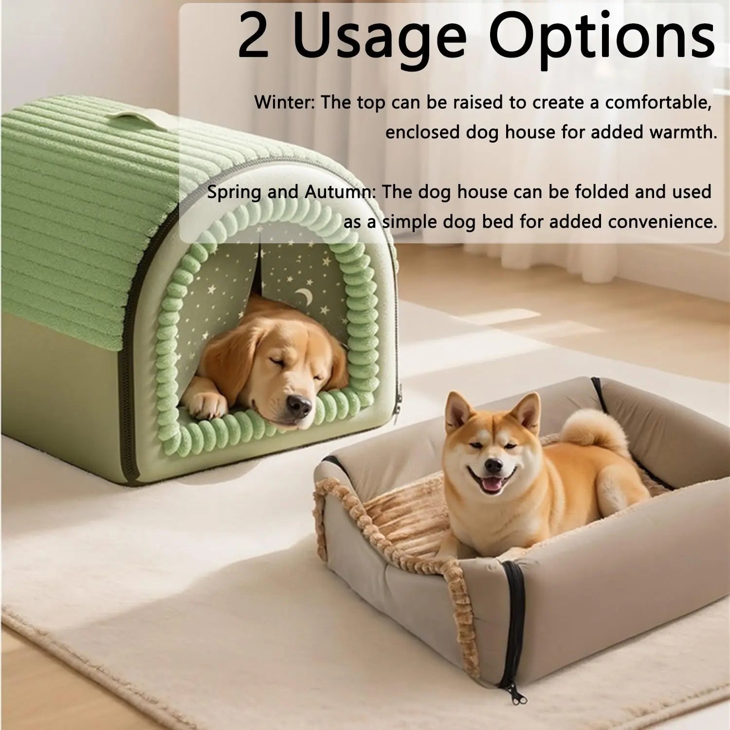 Classic Fabric Dog Bed with Removable Shelter - Soft, Machine Washable Tent Design for Small Dogs, Compact and Portable Indoor Retreat for Bedroom and Living Room