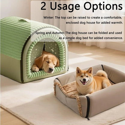Classic Fabric Dog Bed with Removable Shelter - Soft, Machine Washable Tent Design for Small Dogs, Compact and Portable Indoor Retreat for Bedroom and Living Room