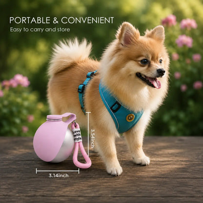 Portable 2-in-1 Dog Water Bottle, 10oz Stainless Steel Leak-Proof with Foldable Silicone Bowl, Ideal for Outdoor Travel, Hiking, and Camping - Blue