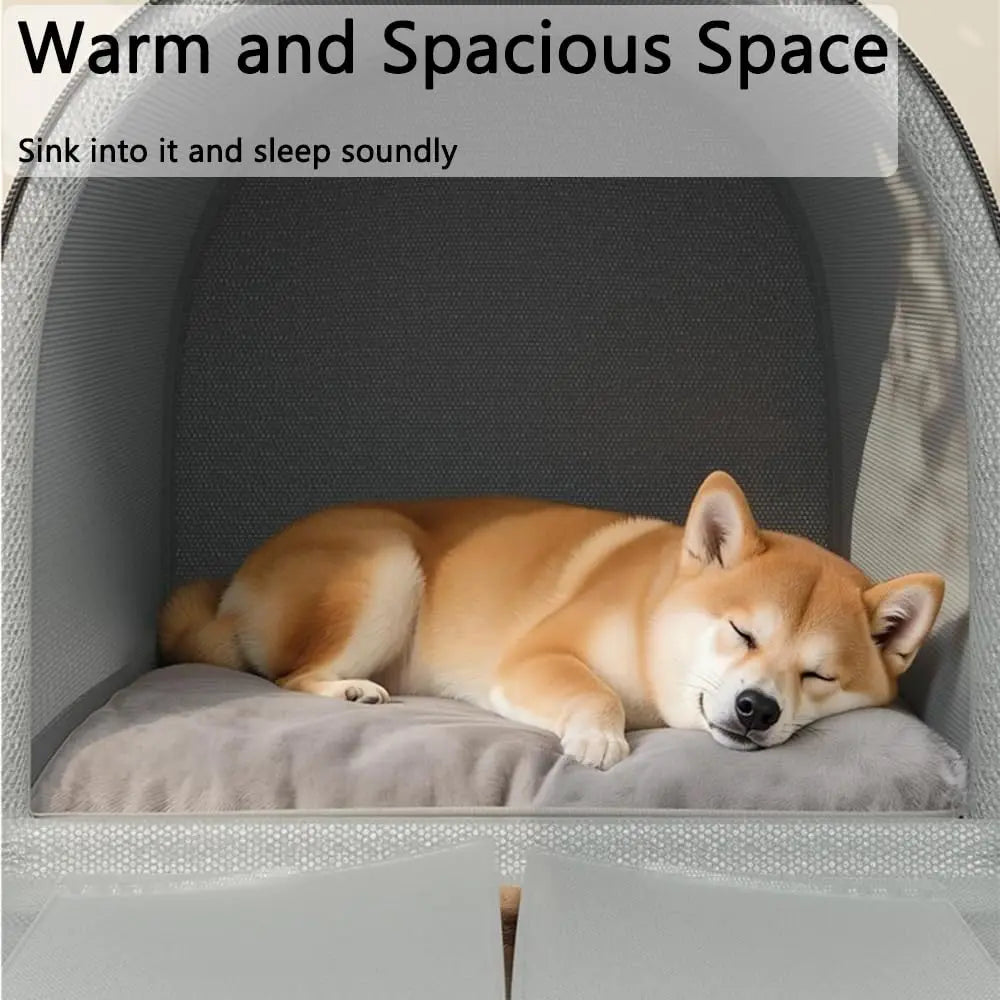 Classic Fabric Dog Bed with Removable Shelter - Soft, Machine Washable Tent Design for Small Dogs, Compact and Portable Indoor Retreat for Bedroom and Living Room